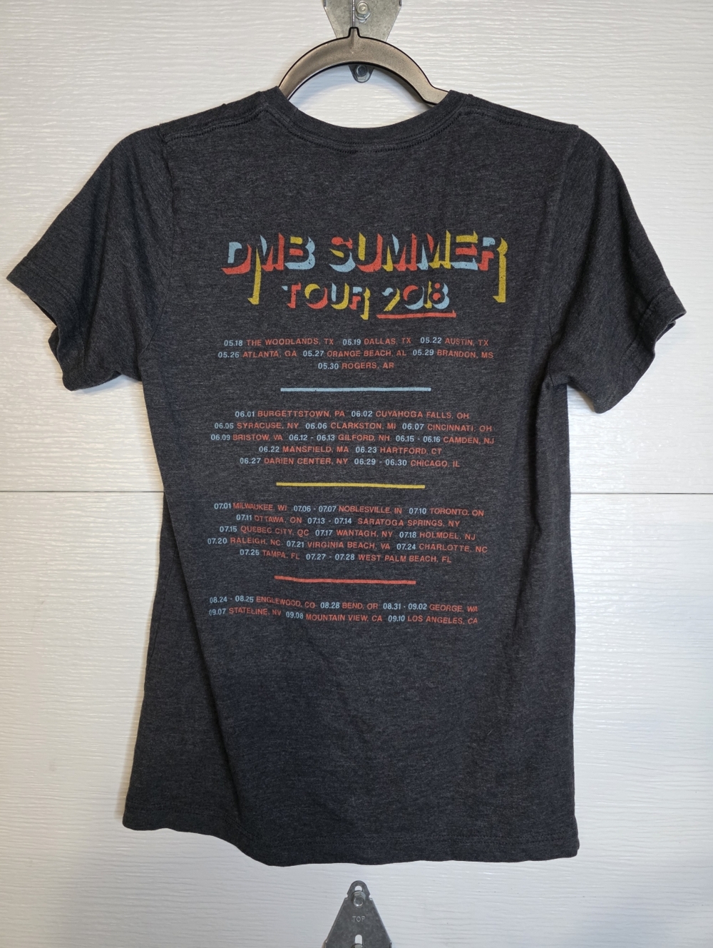 Charcoal Tee with Red, Yellow & Blue Graphic - Dave Matthews Band Summer 2018 - Picture 2 of 3